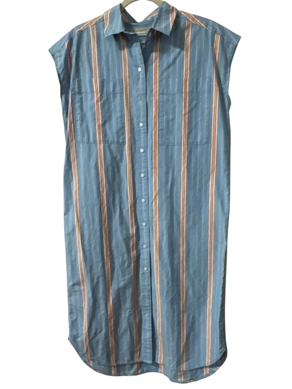 Everlane 100% Cotton Striped Sleeveless Button-Front Shirt Dress Size XXS